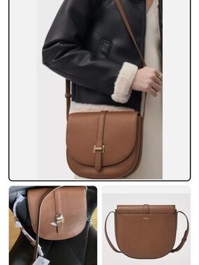 Fossil Tan Leather Saddle Crossbody Bag